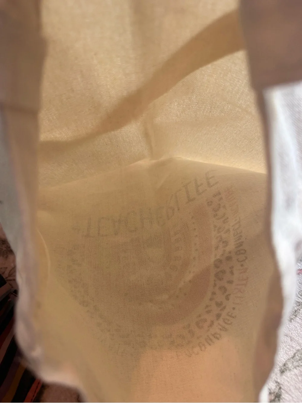 L.L. Bean Cream Canvas Tote with Subtle Print